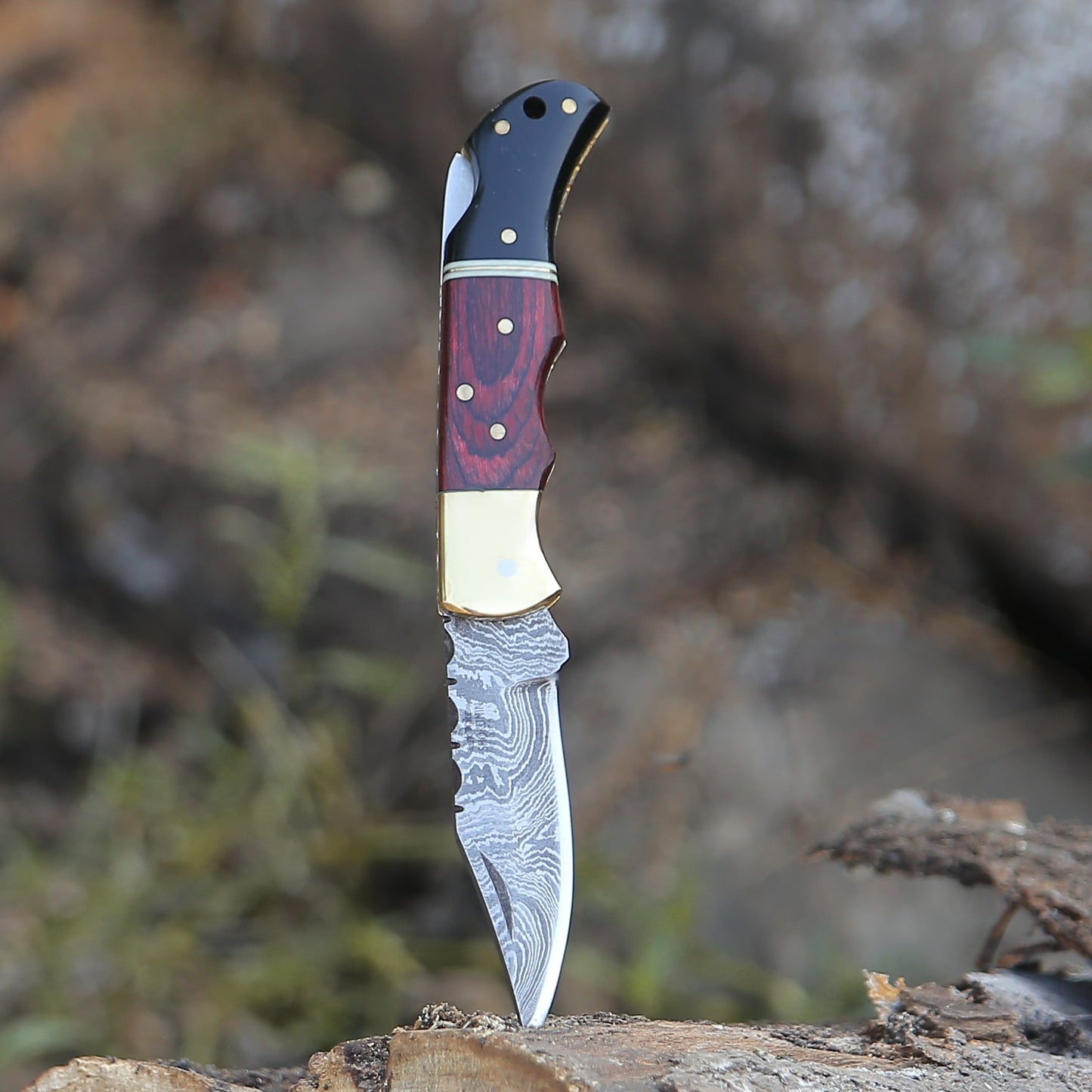 Firestrike Pocket Knife with Bull Horn & Pakkawood Handle