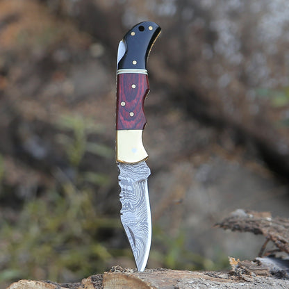 Firestrike Pocket Knife with Bull Horn & Pakkawood Handle