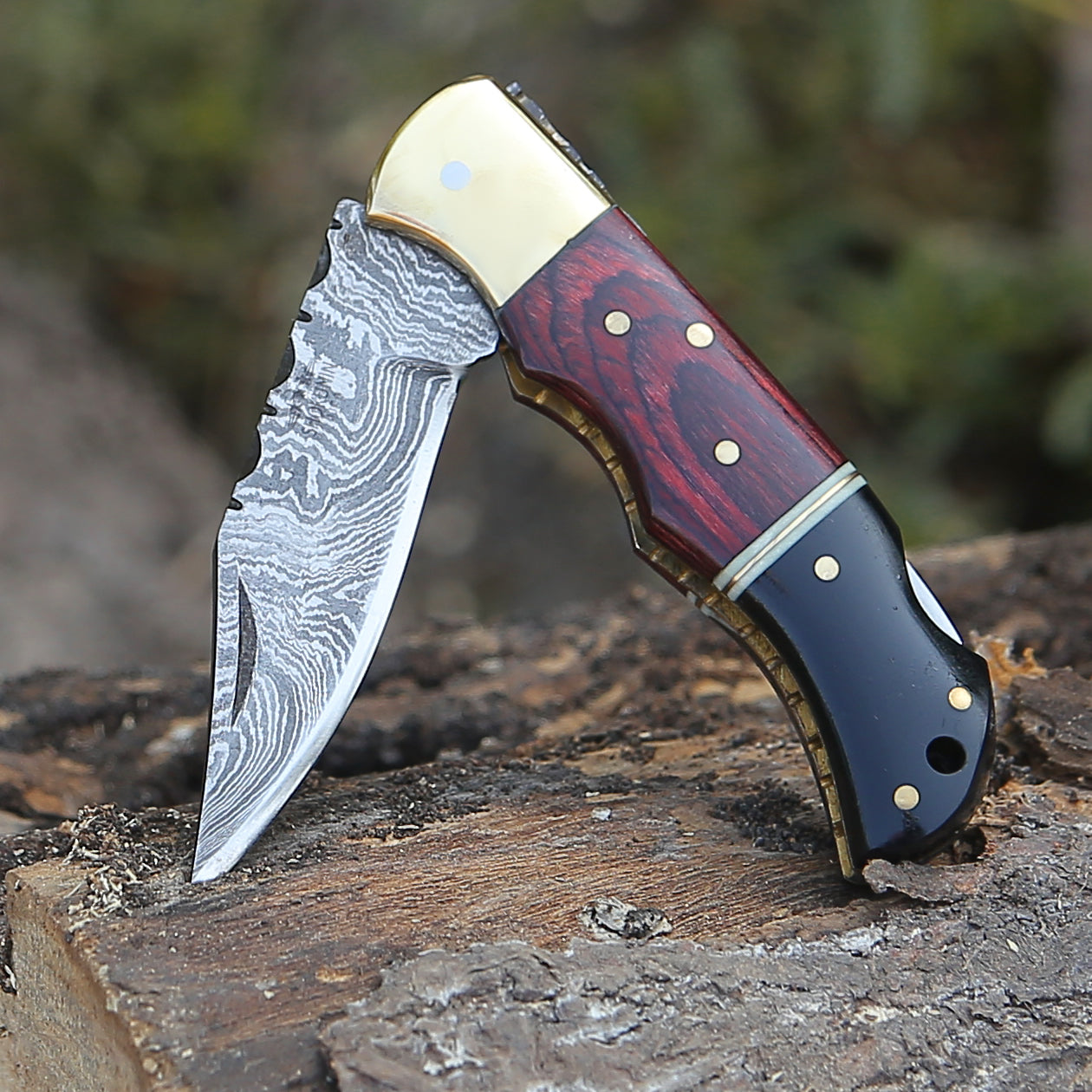 Firestrike Pocket Knife with Bull Horn & Pakkawood Handle