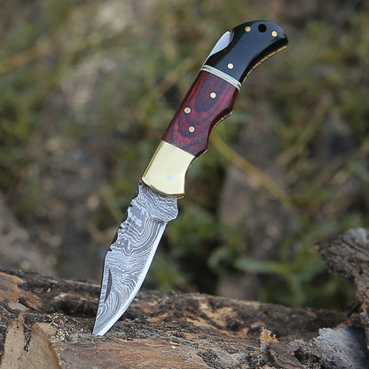 Firestrike Pocket Knife with Bull Horn & Pakkawood Handle