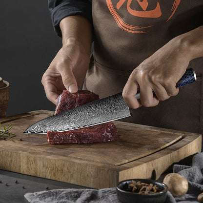 Yamato Chef knife with Exotic Olive Burl Wood & Honeycomb Composite Handle