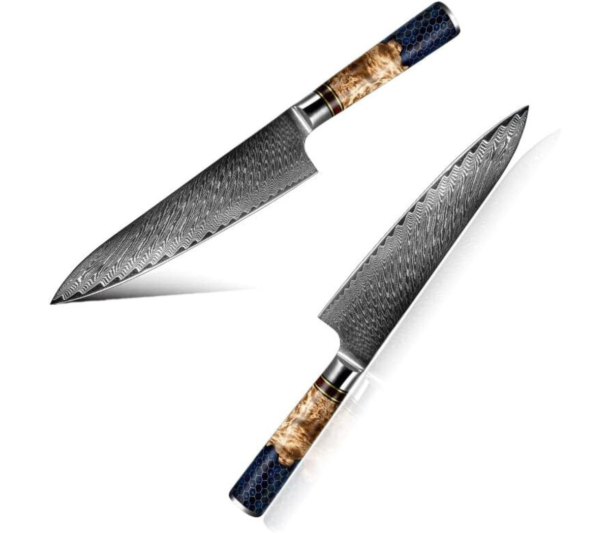 Yamato Chef knife with Exotic Olive Burl Wood & Honeycomb Composite Handle