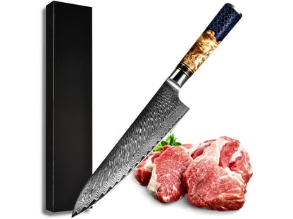 Yamato Chef knife with Exotic Olive Burl Wood & Honeycomb Composite Handle