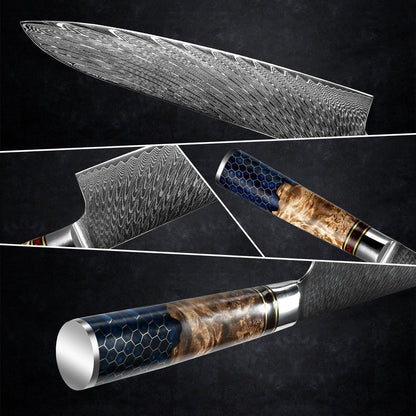 YAMATO VG10 9" Chef's Knife with Olive Burl Wood & Honeycomb Resin Composite Handle