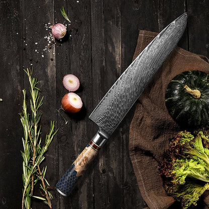 YAMATO VG10 9" Chef's Knife with Olive Burl Wood & Honeycomb Resin Composite Handle