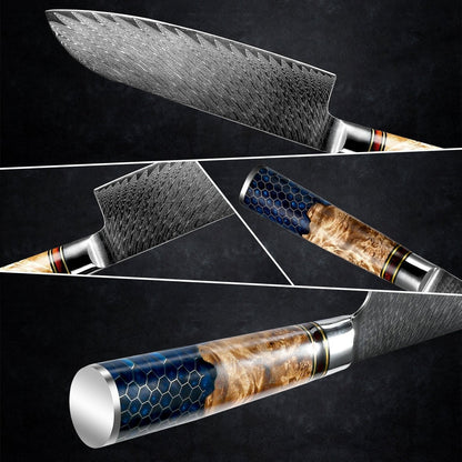 Yamato Damascus Chef Knife with Olive Wood & Resin Handle