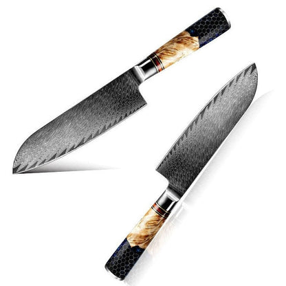 Yamato Damascus Chef Knife with Olive Wood & Resin Handle