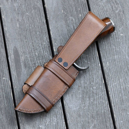 Zen Damascus Hunting Knife with Exotic Rose Wood Handle