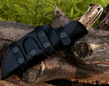 Zeus Tracker Knife with Antler & Rose wood Handle