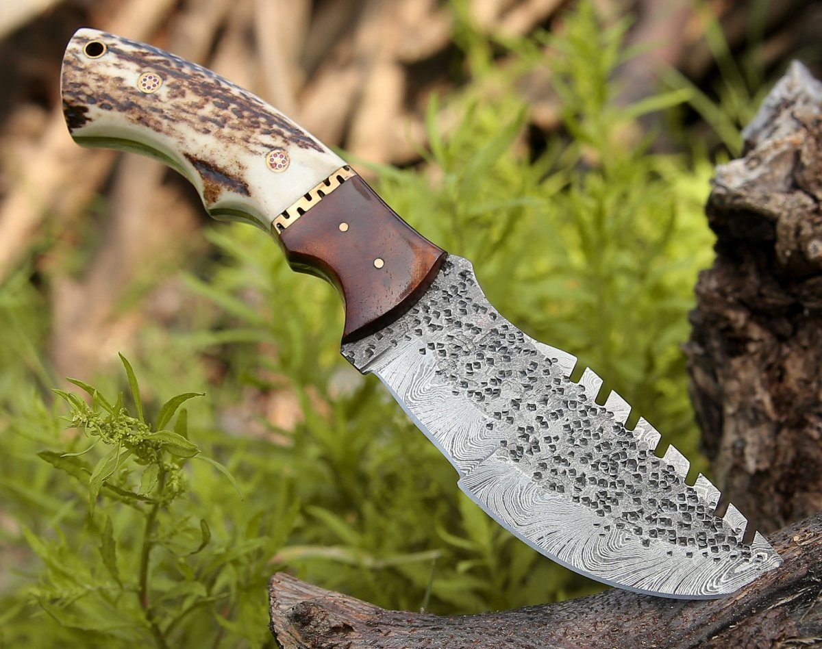 Zeus Tracker Knife with Antler & Rose wood Handle