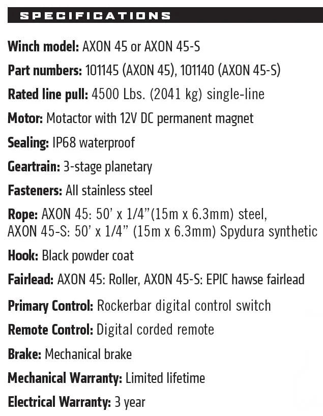 WARN AXON 45-S Powersport Winch - 101140