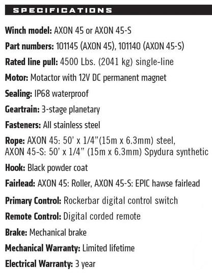 WARN AXON 45-S Powersport Winch - 101140