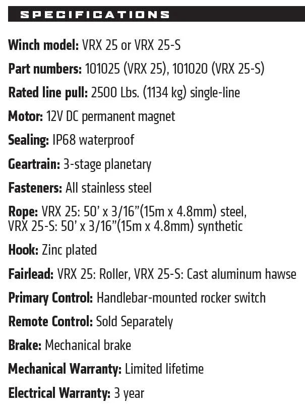 WARN VRX 25-S Powersport Winch - 101020