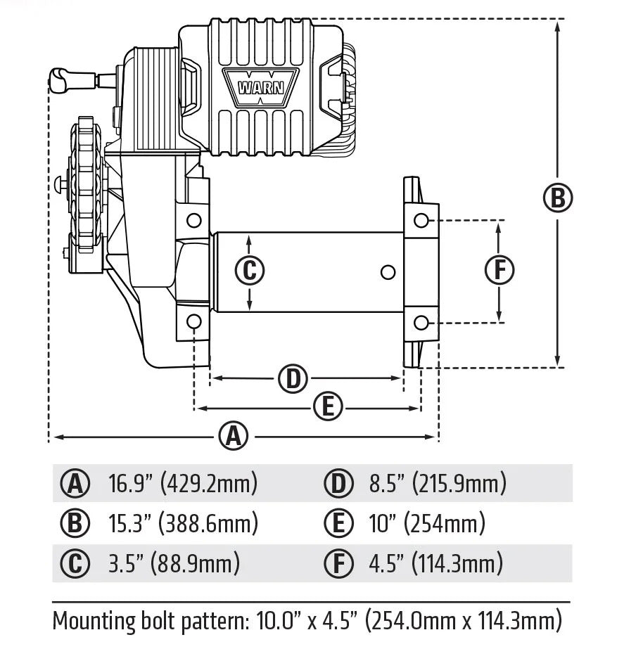 WARN M8274 10,000lb Winch w/ Steel Rope - 106170