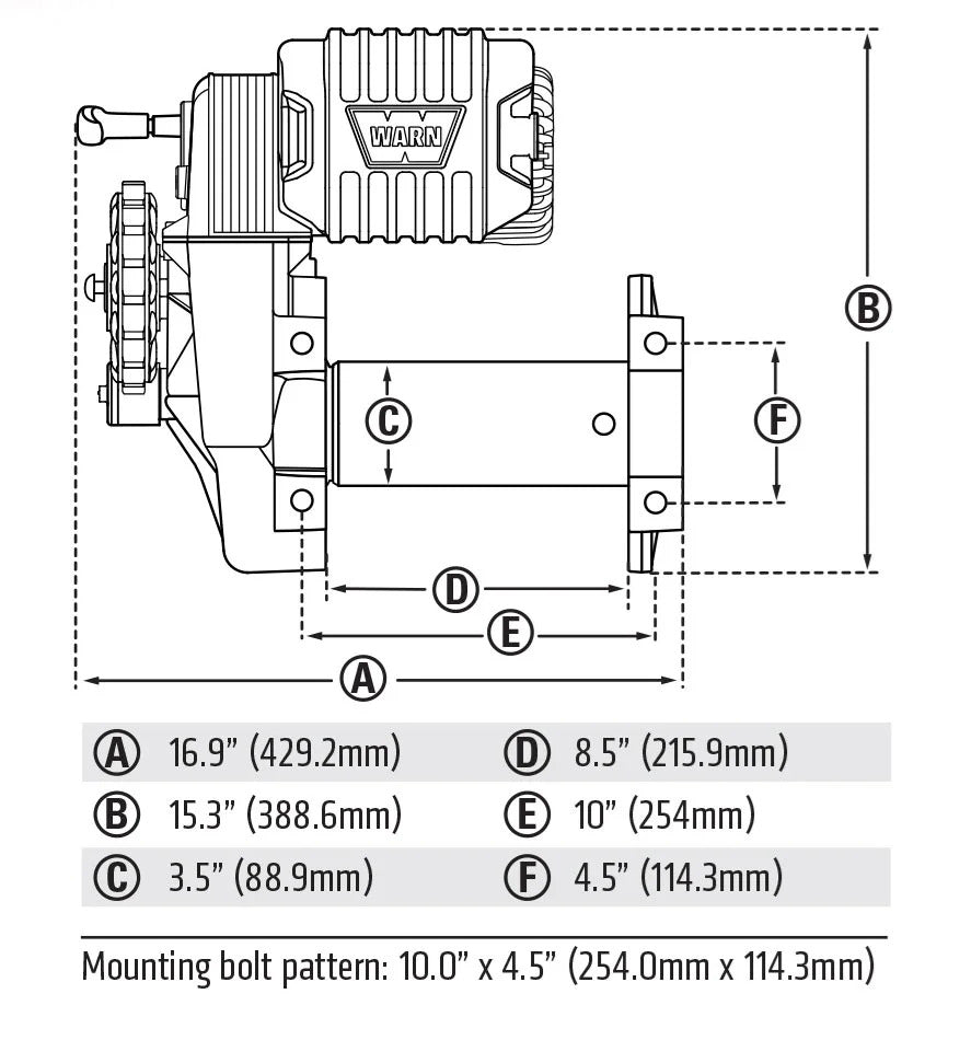 WARN M8274 10,000lb Winch w/ Synthetic Rope - 106175