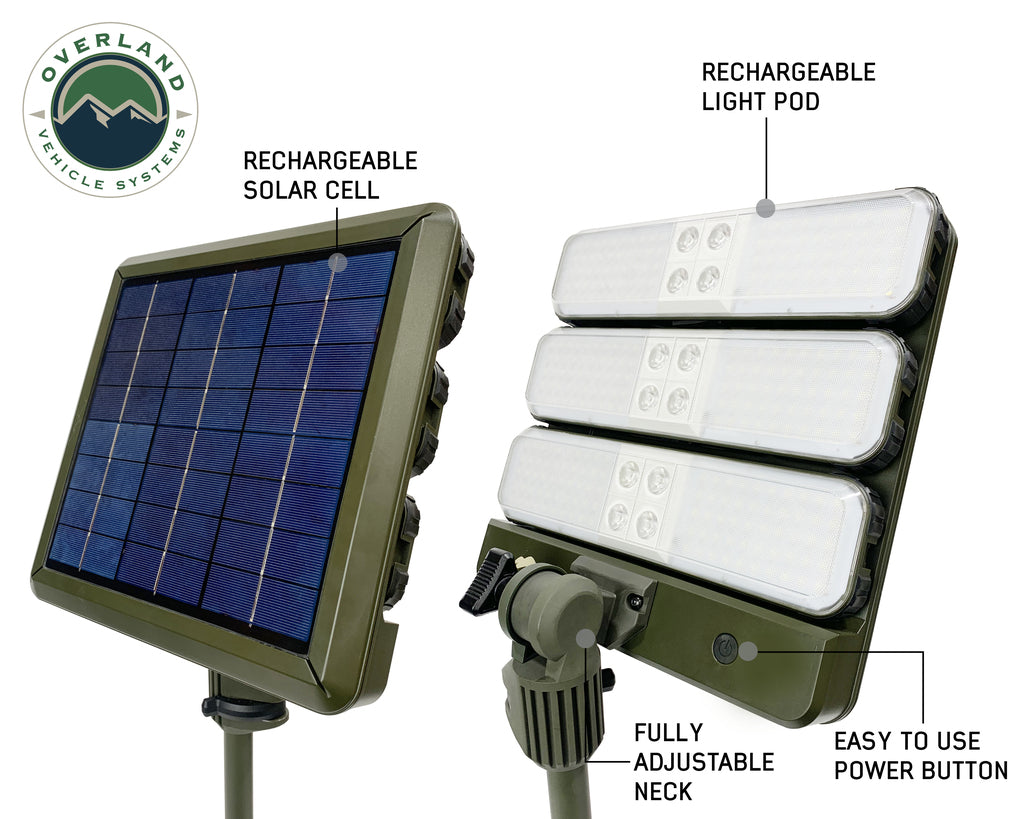 Overland Vehicle Systems ENCOUNTER Solar Powered Camping Light w/ Removable Light Pods - 15059901