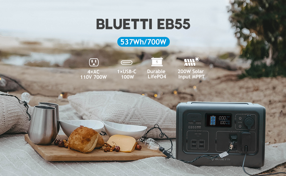 BLUETTI EB55 Portable Power Station | 700W, 537WH