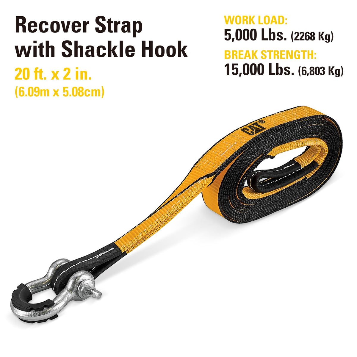 CAT Tow Strap w/ D-Ring Shackle - 9,000lb Capacity - 240029