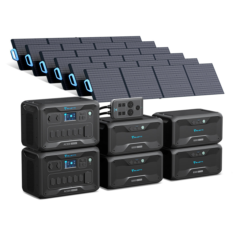 BLUETTI 2*AC300 + 4*B300 + 1*P030A + 6*PV200 | 6000W Solar Generator Kit