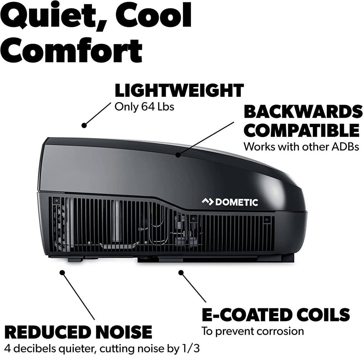 Dometic FreshJet 3 Series 13,500 BTU RV Air Conditioner Black