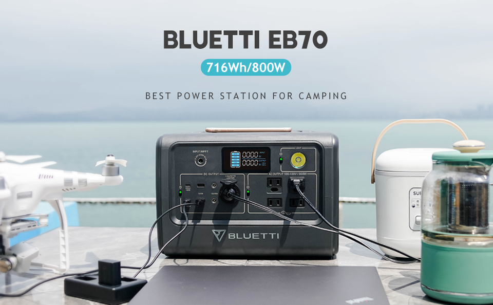 Bluetti EB70 EB70S 716Wh Portable Power Station Generator 800W / 1000W  Solar Generator Camping Fishing LiFePO4 Battery Backup