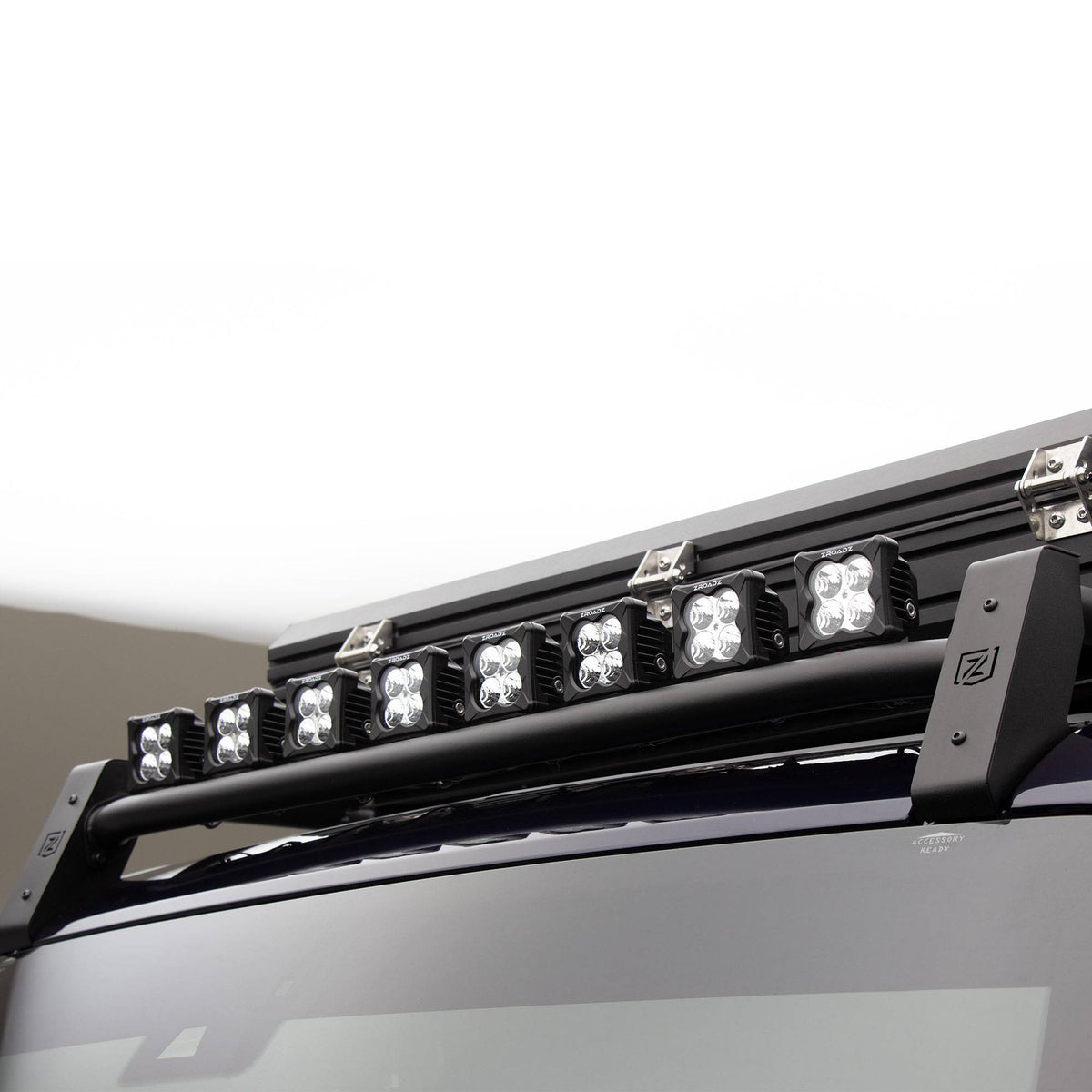 ZROADZ 2021 Ford Bronco Roof Rack w/ 3&quot; LED Pods and 30&quot; Slim Light Bar - Z845421