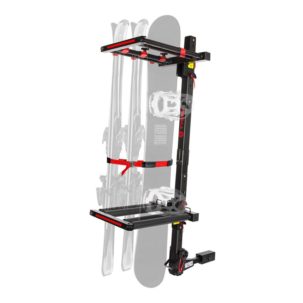 Tyger Hitch Mounted Ski Rack - Fits Both 1.25&quot; &amp; 2&quot; Hitches - 6 Skis / 4 Snowboards - TG-RK1B707B