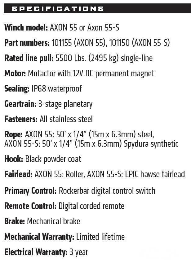 WARN AXON 55-S Powersport Winch - 101150