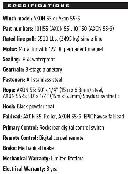 WARN AXON 55-S Powersport Winch - 101150